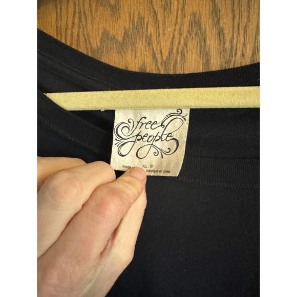 Free People Still Got It Black Mesh Bell Sleeve Oversized Shirt Womens XS T - Picture 5 of 6